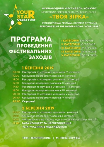 Міжнародний фестиваль-конкурс сучасної пісні ”Твоя Зірка”